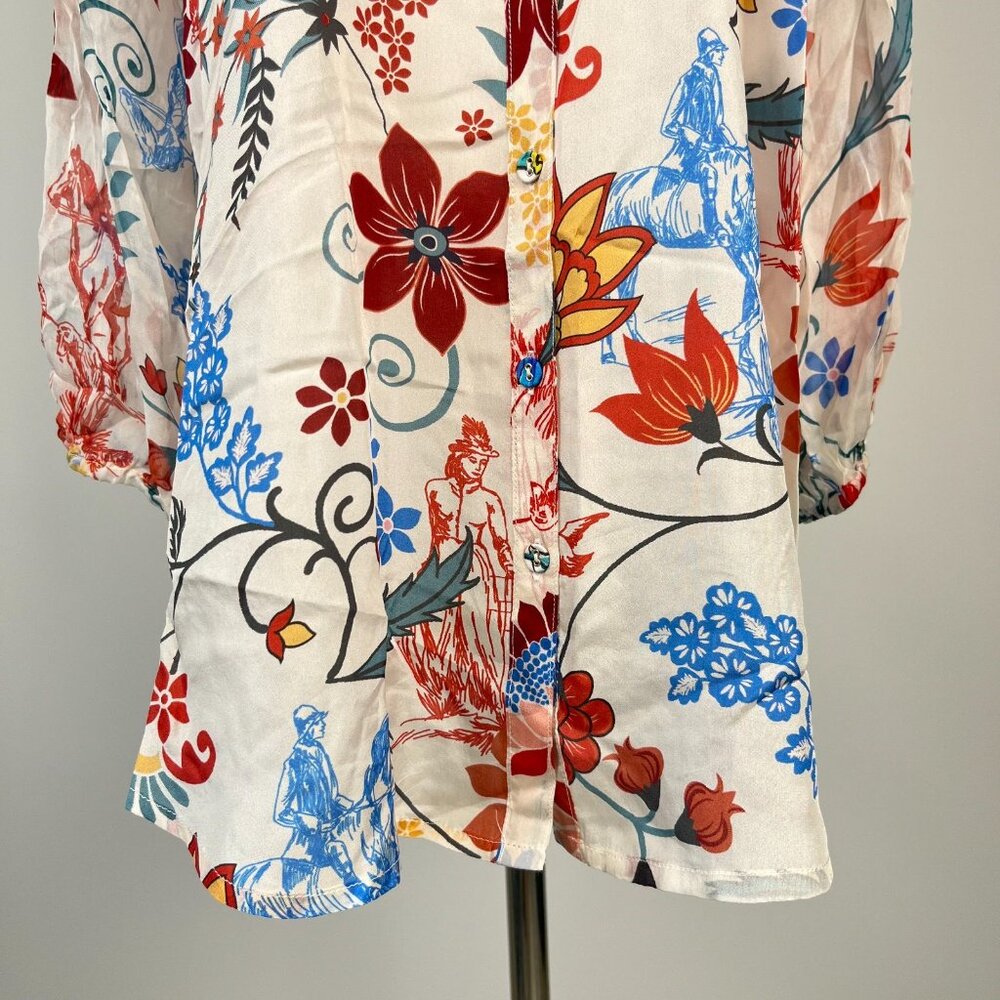 NWOT JOHNNY WAS Hanns Floral Silk Tunic Bohemia SHIRT Blouse Sz S - Picture 4 of 13